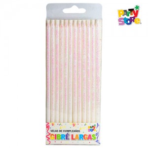 Velas extra largas Wilton en color blanco. 12 unidades.